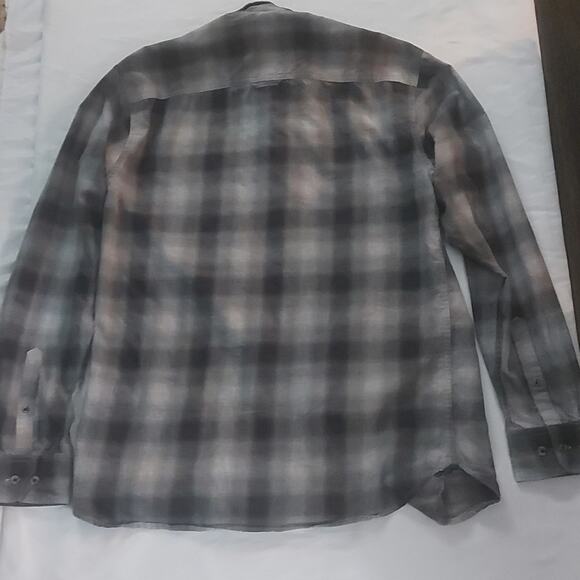 Thread & Cloth Gray Plaid Long Sleeve Button Down L Western Cabincore Fisherman - Picture 4 of 10